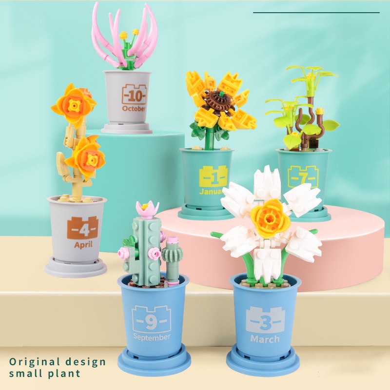 Potted Plants Bunga Dekorasi Brick/Balok Buket Bunga/Mainan Blok Bangunan Buket/Blok Flower Bouquet