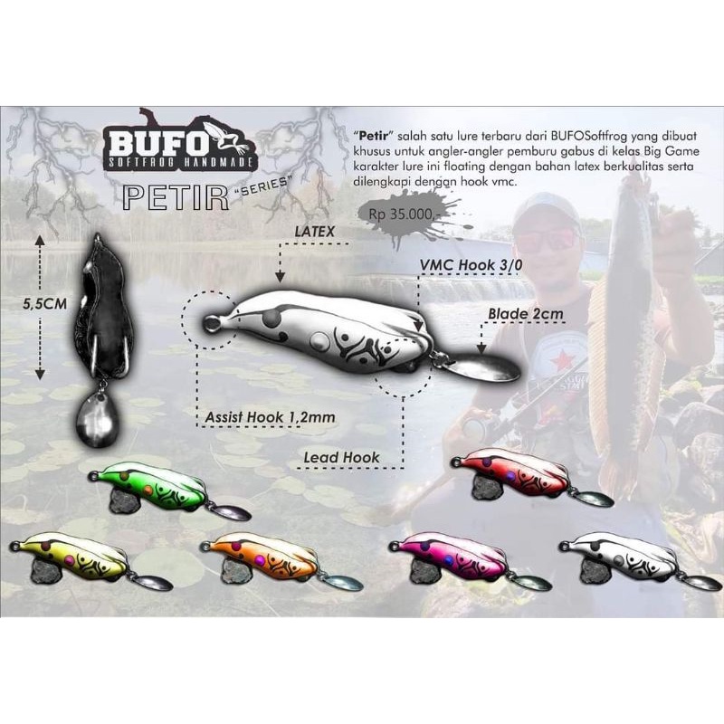 Umpan casting gabus Bufo soft frog Petir 5,5 cm hook vmc kodok pancing