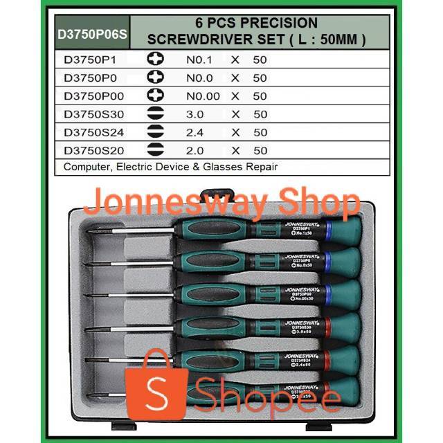 Jual JONNESWAY 6 PCS PRECISION SCREWDRIVER SET 50 MM JONESWAY TOOL