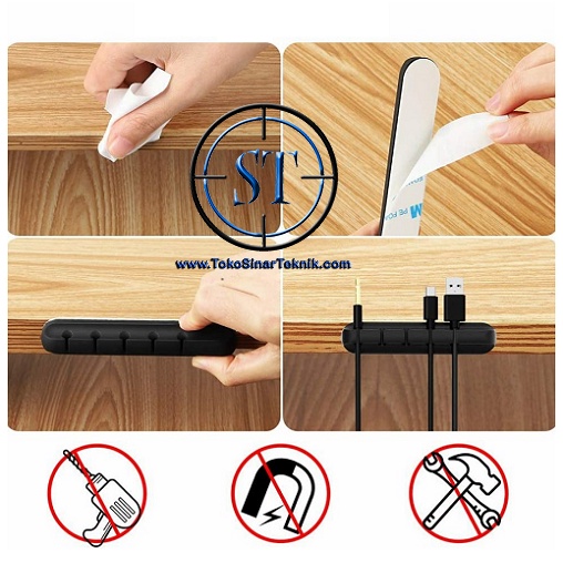 Cable Organizer Silicone Flexible Clip Holder Klem Pengait Kabel Lan PC Adaptor Tempel Dinding Meja