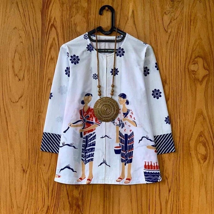 Atasan Batik Wanita Kerja Modern Solo Bahan Katun Full Furing Kualitas Premium Mudita 001