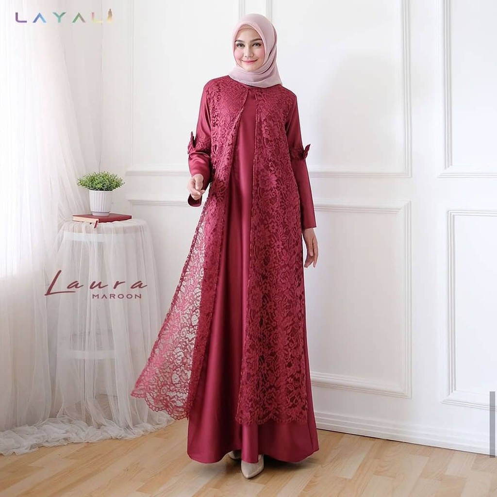 LAURA CASUAL DRESS BRUKAT WANITA MUSLIMAH / DRESS CANTIK/LEBARAN/KONDANGAN - DRESS KEKINIAN