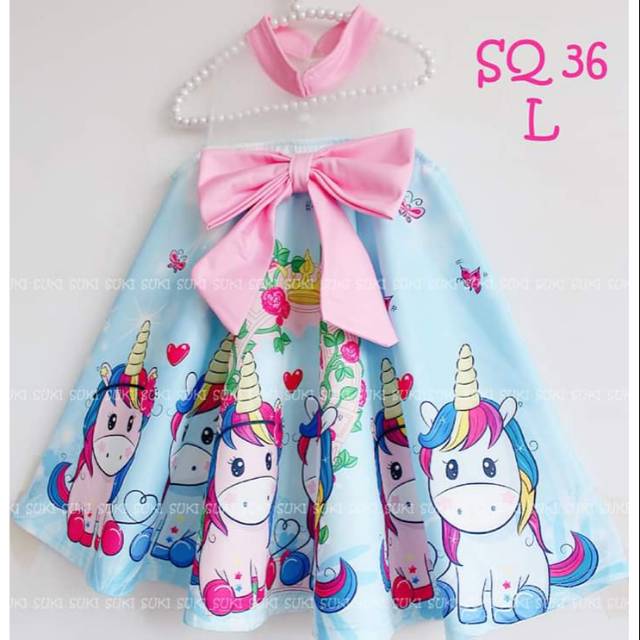 SUKI UNICORN dress blue (dress anak import)