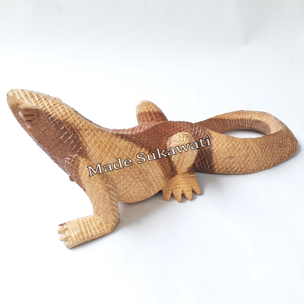 Kerajinan Patung kayu komodo hiasan ukiran biawak handmade bali