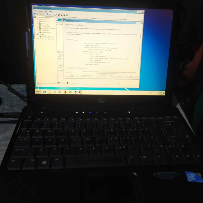notebook hp 2230s intel core2duo T5870 ram 4gb