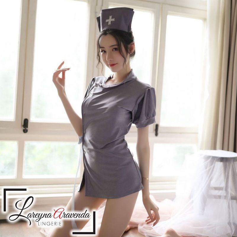 Set Lingerie Seksi + G String + Bando Model Cosplay Executive Nurse LG091