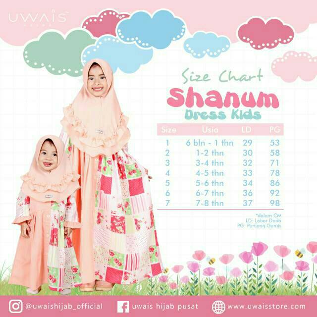 Shanum Dress Kids Uwais / gamis anak / gamis balita / dreas anak