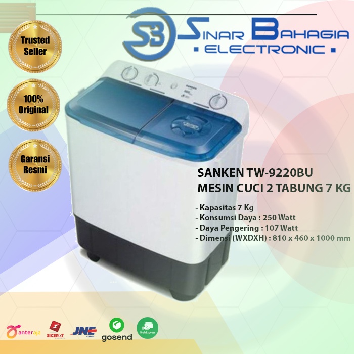SANKEN TW-9220BU MESIN CUCI 2 TABUNG 7 KG (NEW)