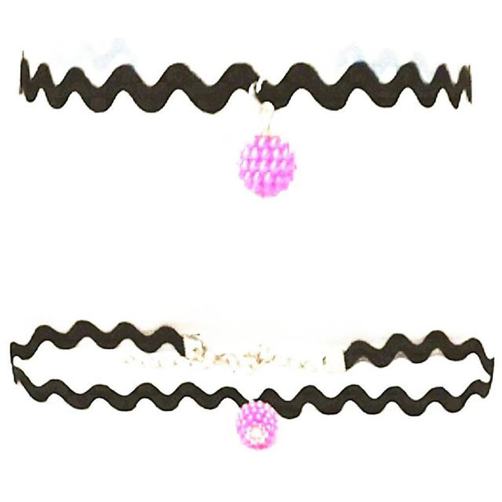 Zigzag Choker Necklace Hot Pink Berry | Kalung Handmade