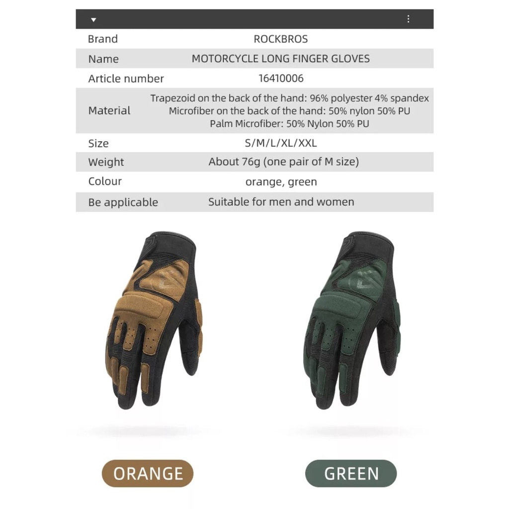 Rockbros Mt-003 Sarung tangan naik Motor &amp; sepeda bisa Touchscreen Gloves Unisex