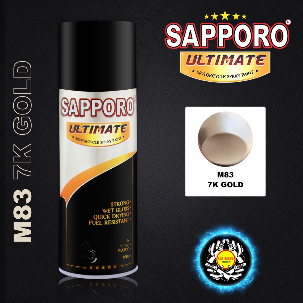 SAPPORO ULTIMATE M83 7K GOLD CAT SEMPROT 400 ML WARNA SEMI SILVER EMAS LIGHT BRONZE BEIGE GR YARIS A