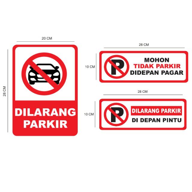 Stiker Vynil Mobil Dilarang Parkir Depan Pintu Pagar Anti Air Waterproof