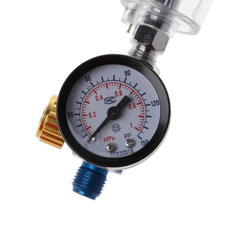 Air Regulator Gauge + In-line Water Trap Filter + EU Adapter - W101 - Silver