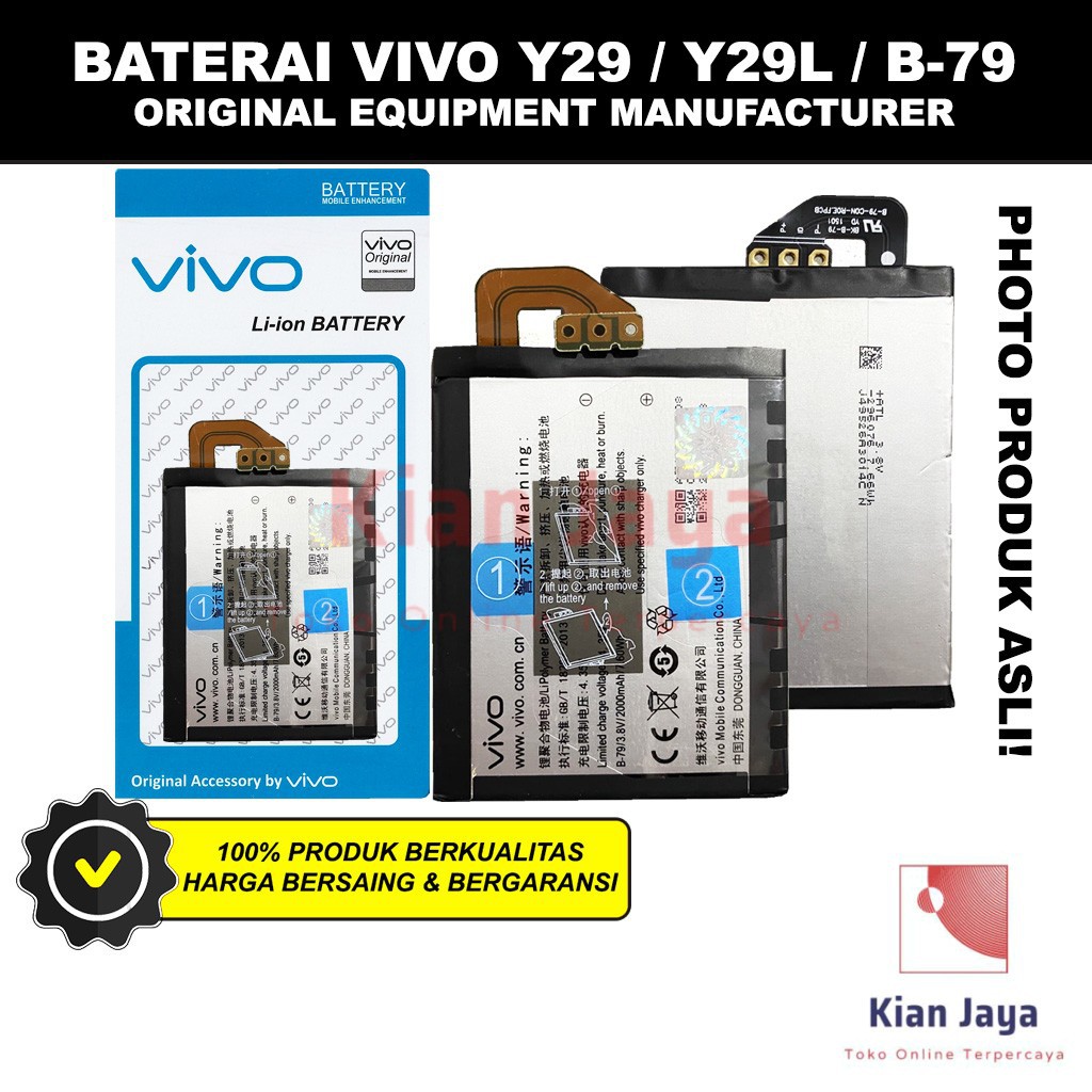 Baterai Vivo Y29 Y29L / B-79 Original OEM Batre Batrai Battery Hp Y 29 B79 Ori