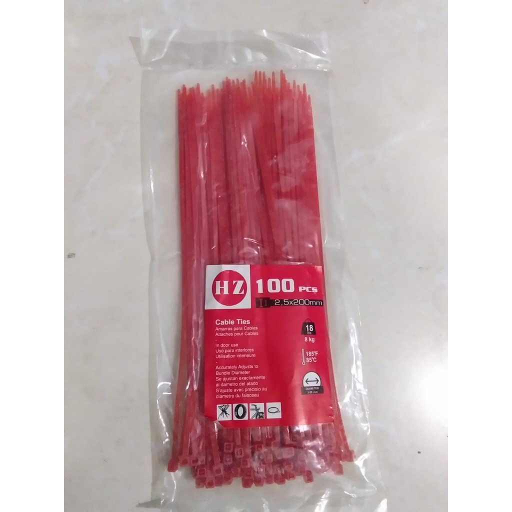 KABEL TIES 2.5 x 200 MM WARNA MERAH - 100 PCS