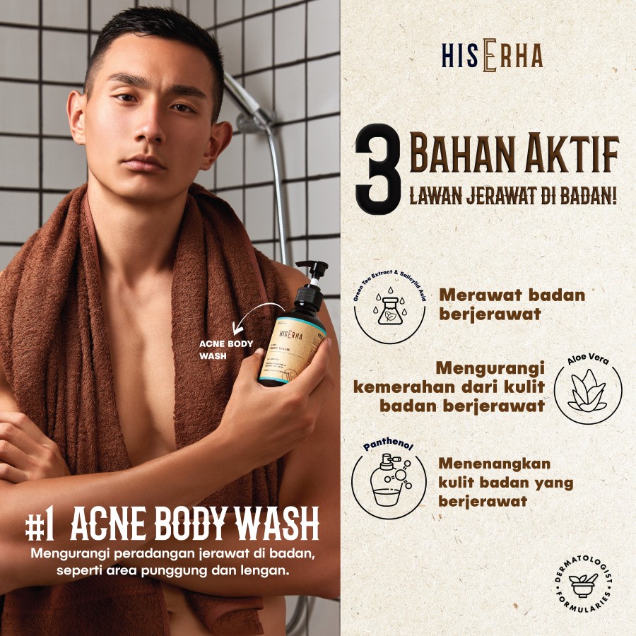 HISERHA Acne Body Wash - Sabun Tubuh Pria Anti Jerawat