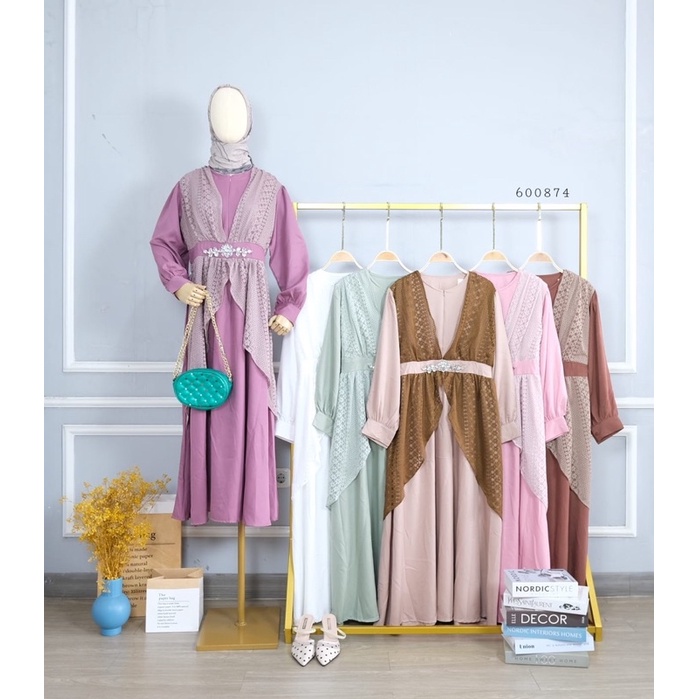 SINTYA DRESS GAMIS LEBARAN GAMIS SYAKILA PREMIUM MIX BROKAT SWAROVSKI