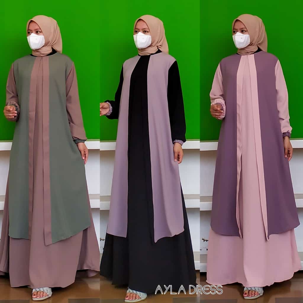 (COD) GAMIS AYLA CREPE PREMIUM IMPORT BAJU KONDANGAN BAJU PESTA BAJU KEBAYAPESTAPREMIUM BAJU TARIS B