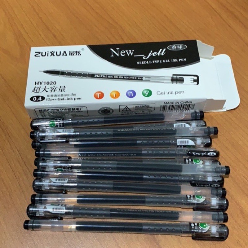 

(12pcs) Bolpen New Jell Zuixua Hitam Biru Merah