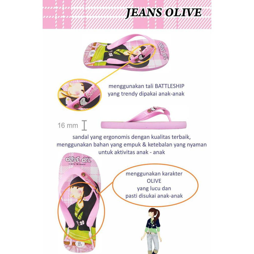Sale Sandal  anak Battleship Jeans Olive