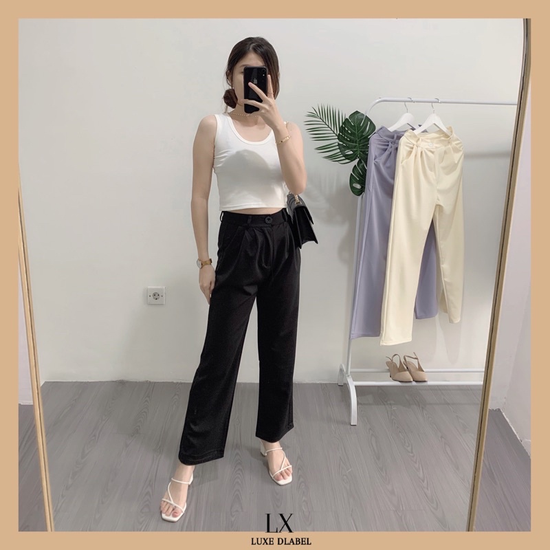 [LUXE.DLABEL]-CLARA PANTS |HIGHWAIST PANTS KULOT WANITA PREMIUM IMPORT CELANA PANJANG WANITA POLOS