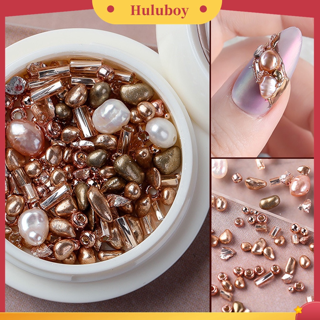 Huluboy Huluboy♡ 1 Kotak Mutiara Bentuk Kerang Batu Untuk Aksesoris Nail Art