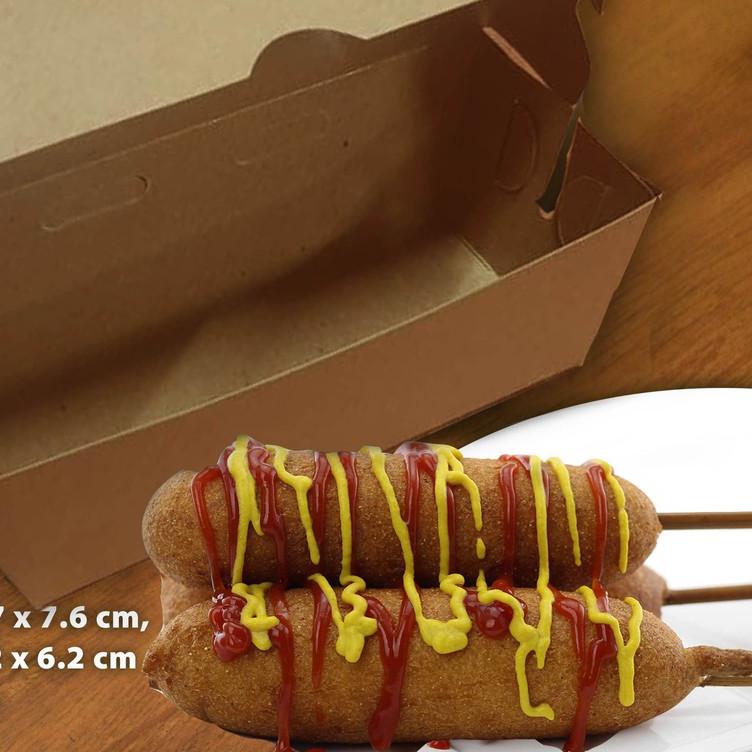 

♡ Kotak Dus Box CORN DOG - CORNDOG | KRAFT COKLAT - (50 Pcs) ♦