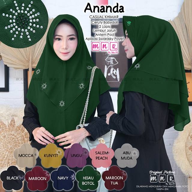 ANANDA ORIGINAL RAQUMI HIJAB | RAQUMI JAYAPURA | Khimar Ceruty | Khimar Peyet | Jilbab Casual
