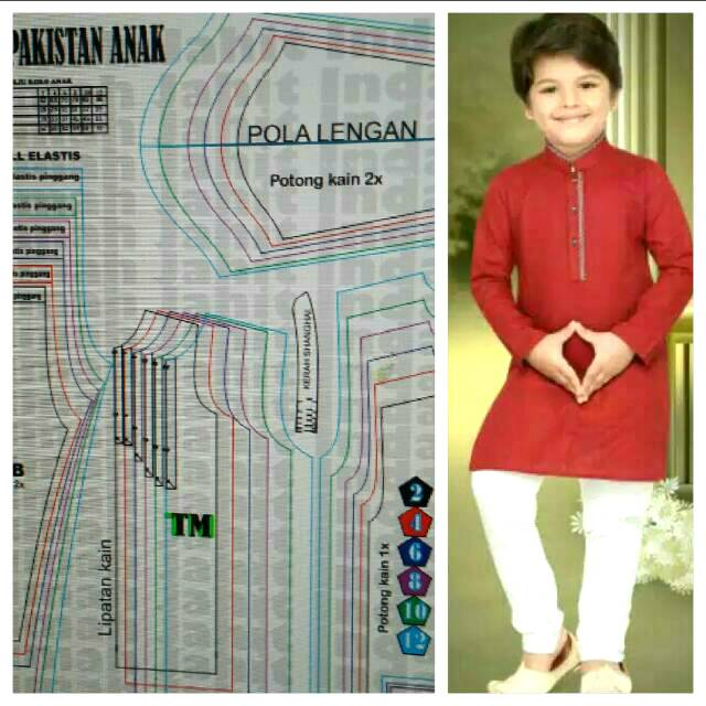 pola baju  pola jahit Stelan BAJU  PAKISTAN ANAK  ukuran  2 12  