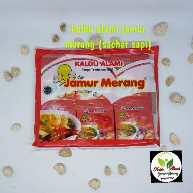 

Kaldu alami jamur merang varian rasa sapi kemasan 1 dus (10 pack, 300 sachet, @3gr)