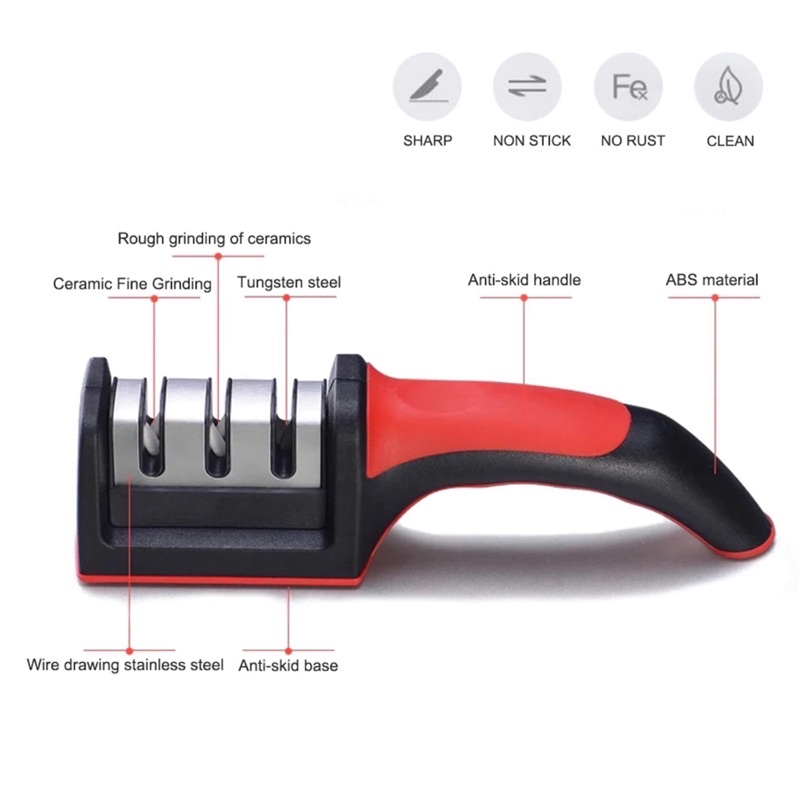 Pengasah Pisau Dapur Multifungsi Knife Sharpener Swift Sharp 3 Slot - CS-T01 - Black