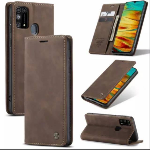 Samsung Galaxy M31 Flip Case Cover Leather Wallet - Hitam