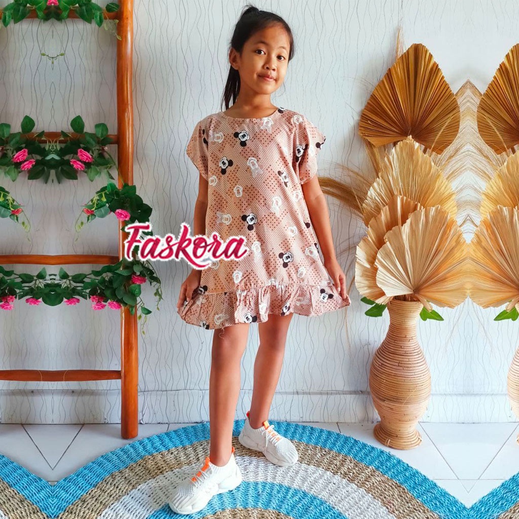 Dress Anak Perempuan 7 8 9 Tahun Dress Bali Anak anak Dress Rayon Anak Murah Mickey Mouse