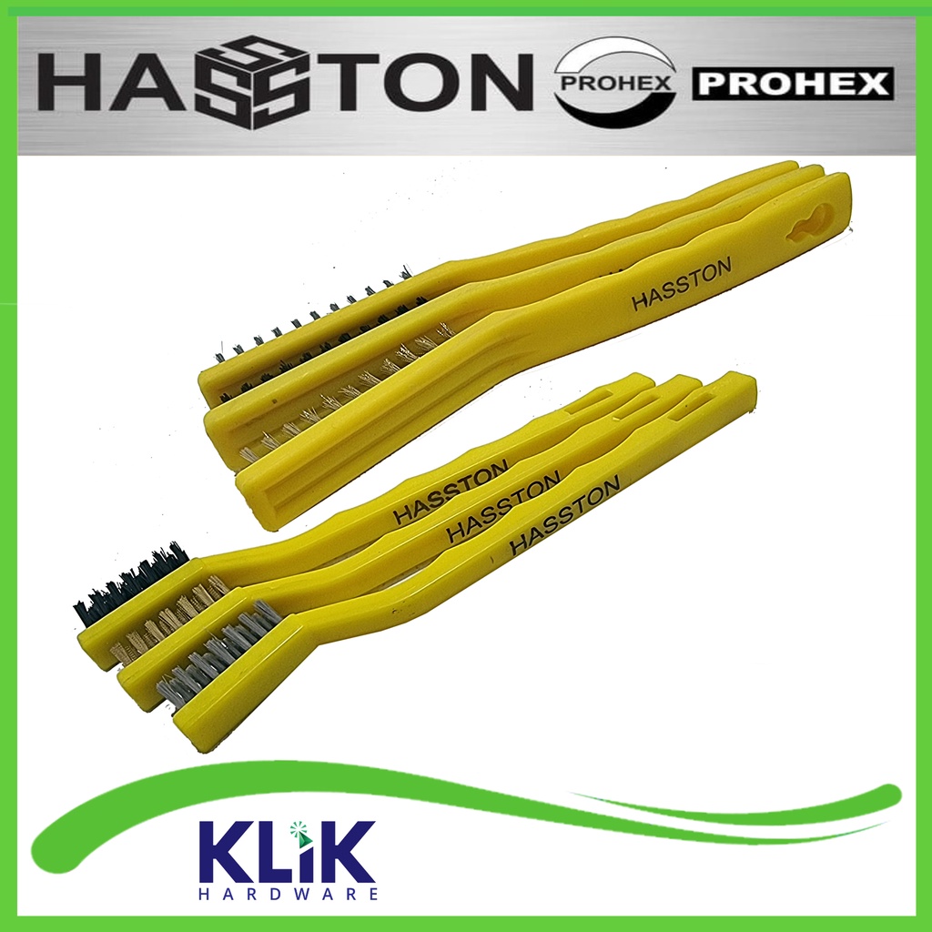 Hasston Prohex Sikat 3-in-1 Set Kawat Nylon Tembaga 3 Pcs - 7 9 Inch Pilih Ukuran