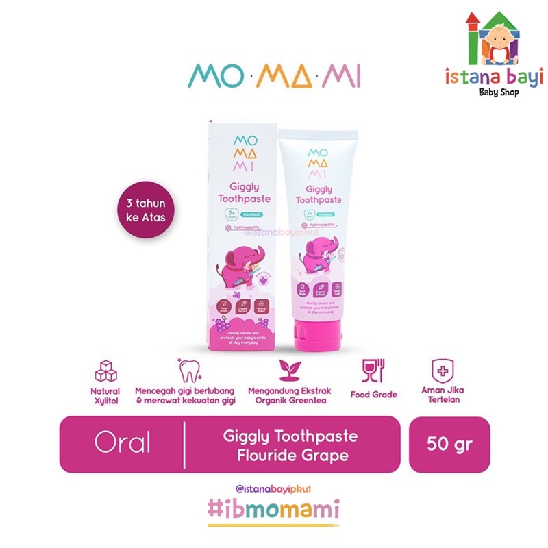 Momami Giggly Toothpaste Non Flouride 50gr / Pasta Gigi Bayi