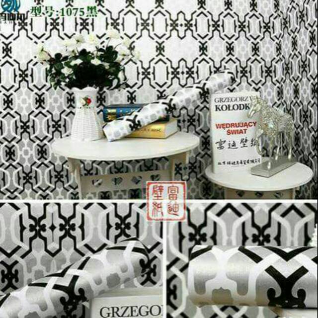 Wallpaper terbaru batik silver/hitam putih