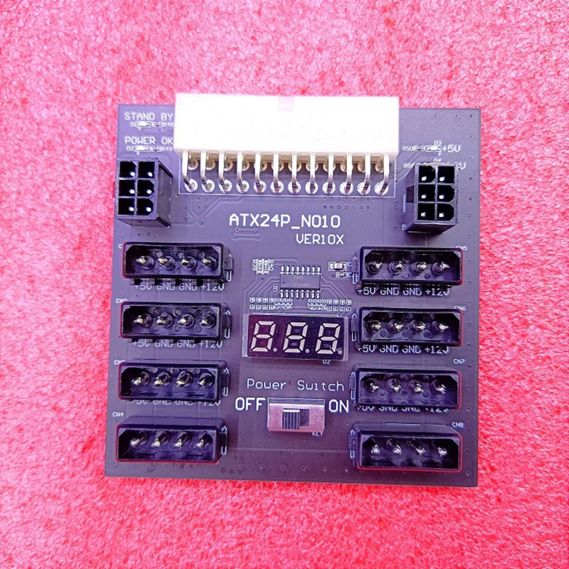 Papan Power Breakout ATX 24pin Ke IDE 8x4pin 2pin 800W Untuk Mesin Mining