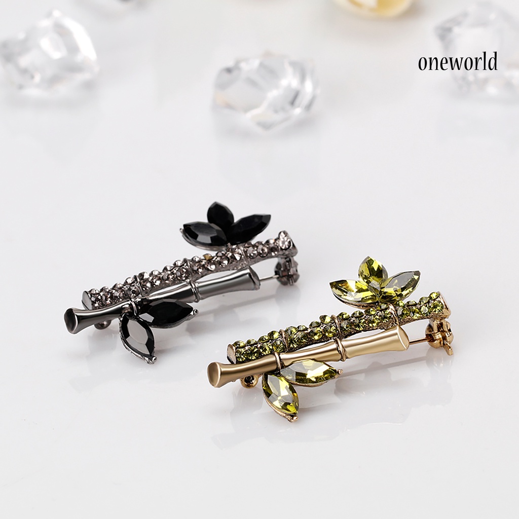 OW@ Badge Cute Rust-proof Silver Bamboo Jewelry Brooch for Lady