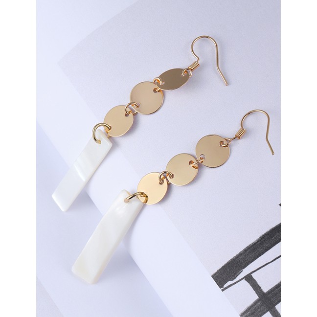 LRC Anting Gantung  Fashion Real Gold Alloy Rhinestone Geometric Earrings F79756