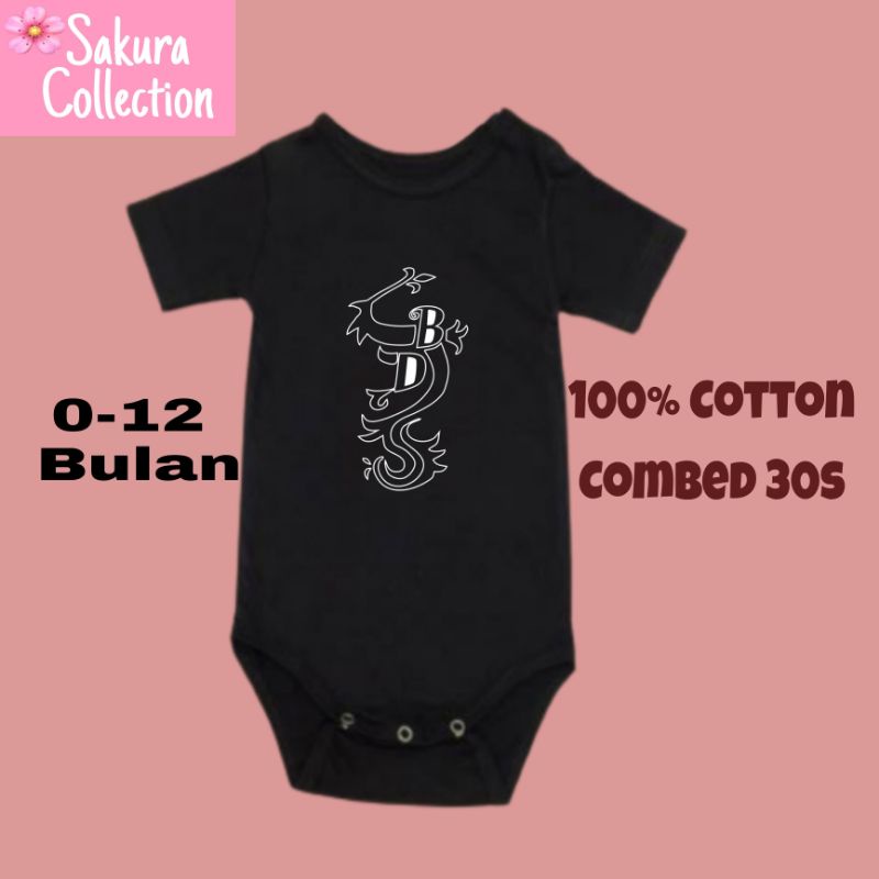 Kaos baju bayi jumper baby kids pendek Anime Tokyo Revengers Black Dragon logo tulisan usia 0 1 2 3 4 5 6 7 8 9 10 11 12 bulan sampai umur 1 tahun adem jumpsuit babysuit romper bodysuit little anak kecil hitam laki laki perempuan unisex nyaman lembut