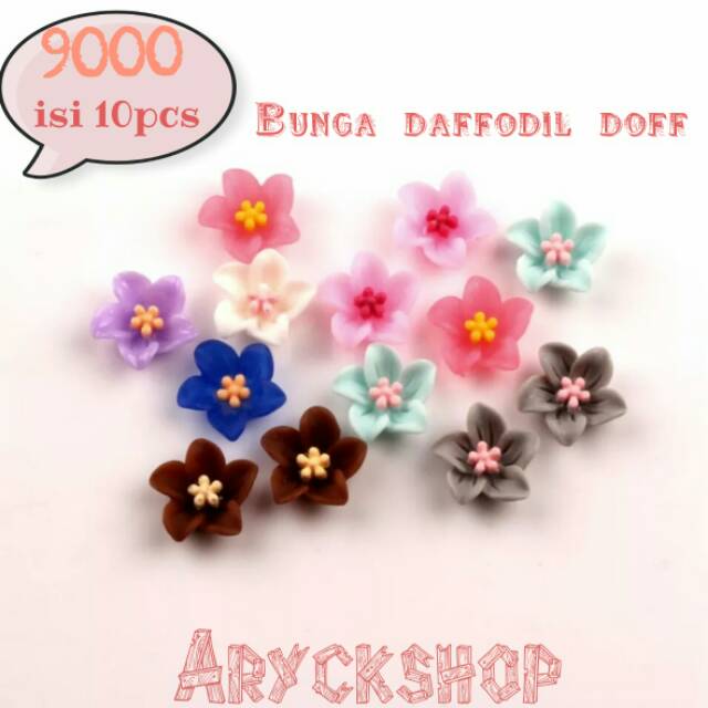 Bunga daffodil doff ukuran 13mm isi 10pcs bahan craft aksesoris tasbih swarovski