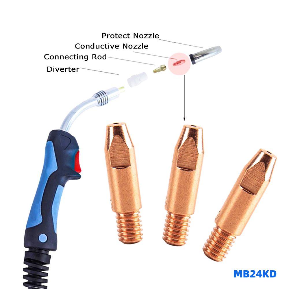 Populer 10pcs MIG Welding Nozzle Tembaga Holder Kit Untuk MB24KD 24KD Torch Konsumsi