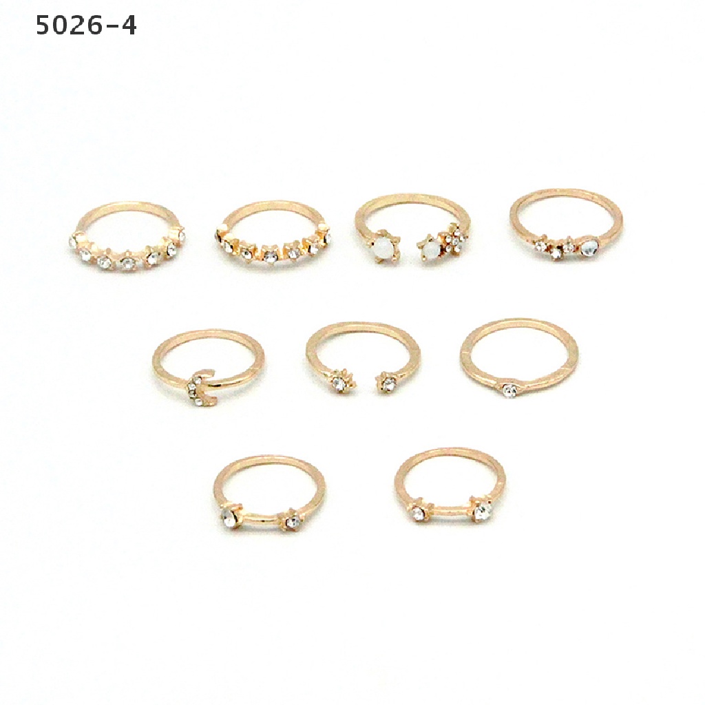 5026-4 9Pcs/set Moon Star Rings for Women Girls Bohemian Jewellery set Gift Accessories 5026-4