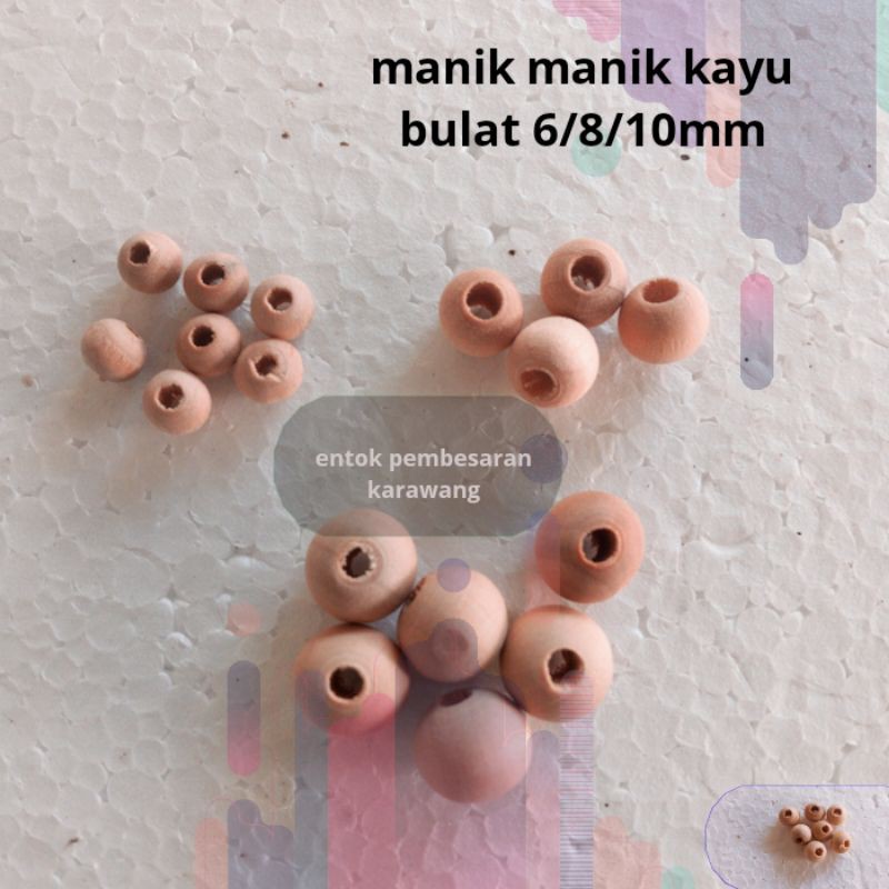6/8/10mm manik manik kayu