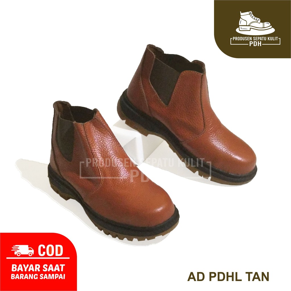 TERPOPULER SEPATU SAFETY BOOT SLOP ELASTIS BAHAN KULIT SAPI ASLI AD PDHL ELASTIS CKL