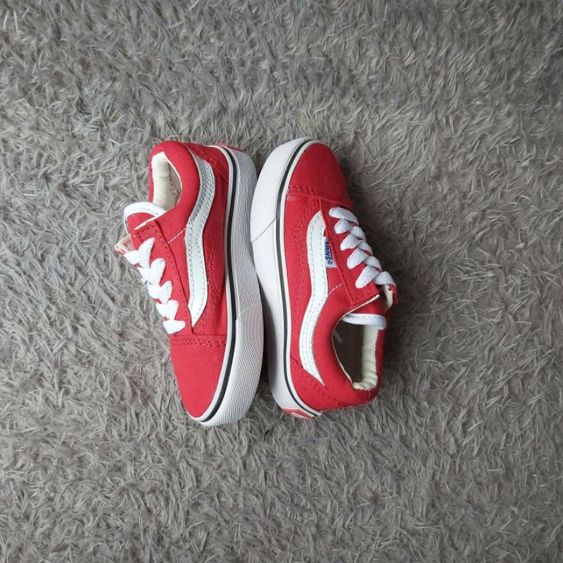 SEPATU VANS IMPOR KIDS VELCRO  MERAH RED PEREKAT KADO ANAK KECIL TK SD COWOK CEWEK SEKOLAH