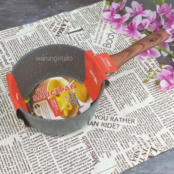 Berkualitas CYPRUZ DEEP SAUCEPAN MARBLE 18CM PANCI MARBLE GAGANG SATU SN0212