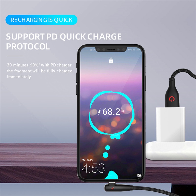 Kabel Charger Usb 3A Fast Charging 90 Derajat 1M Untuk ip 12 Pro Max 11 Pro Max 6 7 8 Plus ip x Xs Max ip Pad Pro