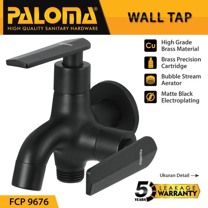 KRAN CABANG SHOWER KERAN AIR PALOMA FCP 9676 KRAN TEMBOK HITAM