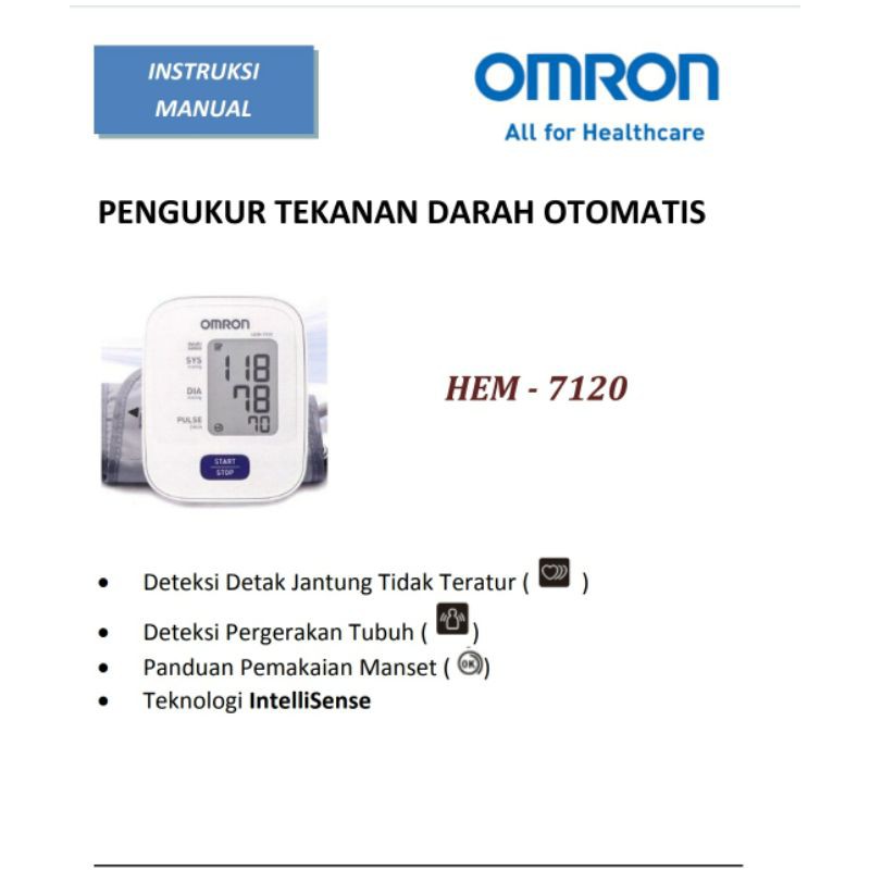 Omron Hem 7120 Tensimeter Digital Alat Tensi Pengukur Tekanan Darah Blood Pressure Otomatis